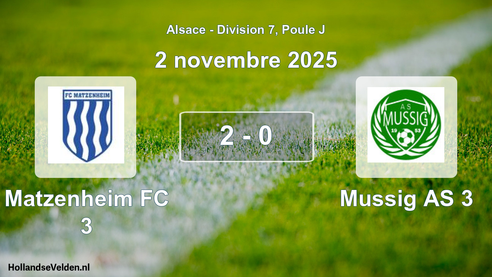 Match joué: Matzenheim FC 3 - Mussig AS 3 2 - 0 (2 novembre 2025)