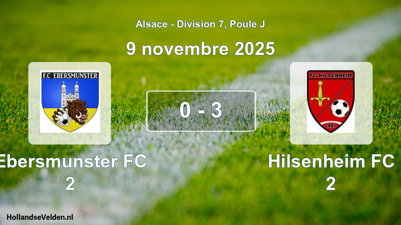Match joué: Ebersmunster FC 2 - Hilsenheim FC 2 4 - 3 (9 novembre 2025)