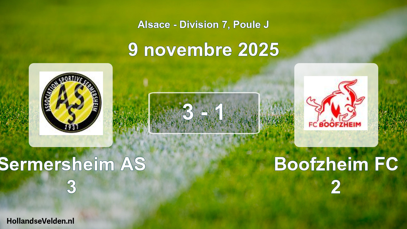 Match joué: Sermersheim AS 3 - Boofzheim FC 2 3 - 1 (9 novembre 2025)