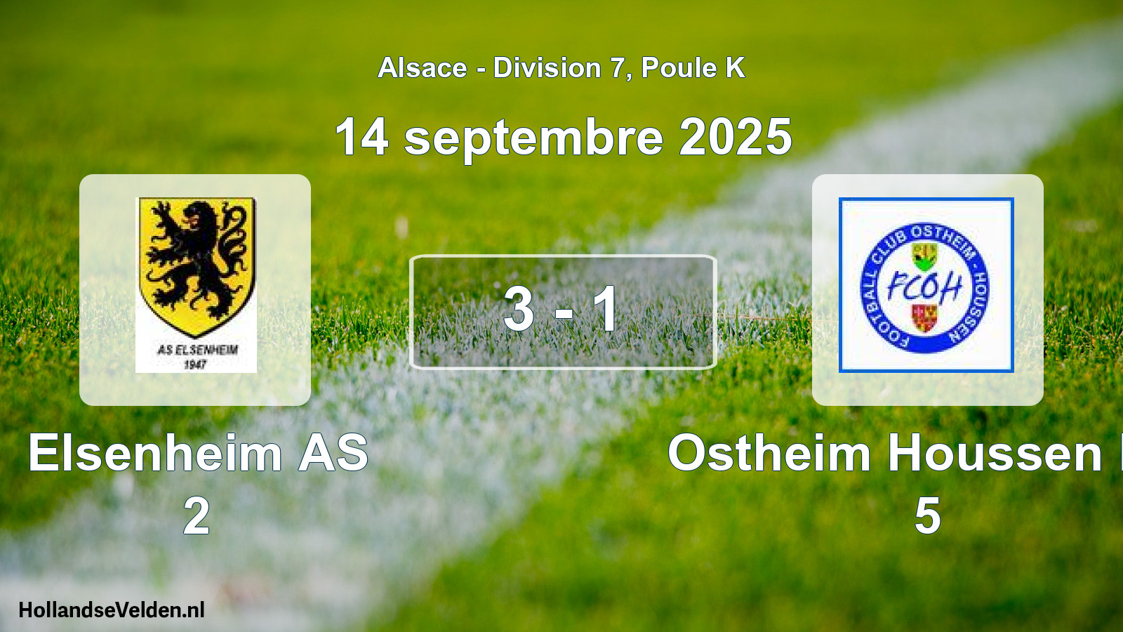 Match joué: Elsenheim AS 2 - Ostheim Houssen FC 5 3 - 1 (14 septembre 2025)
