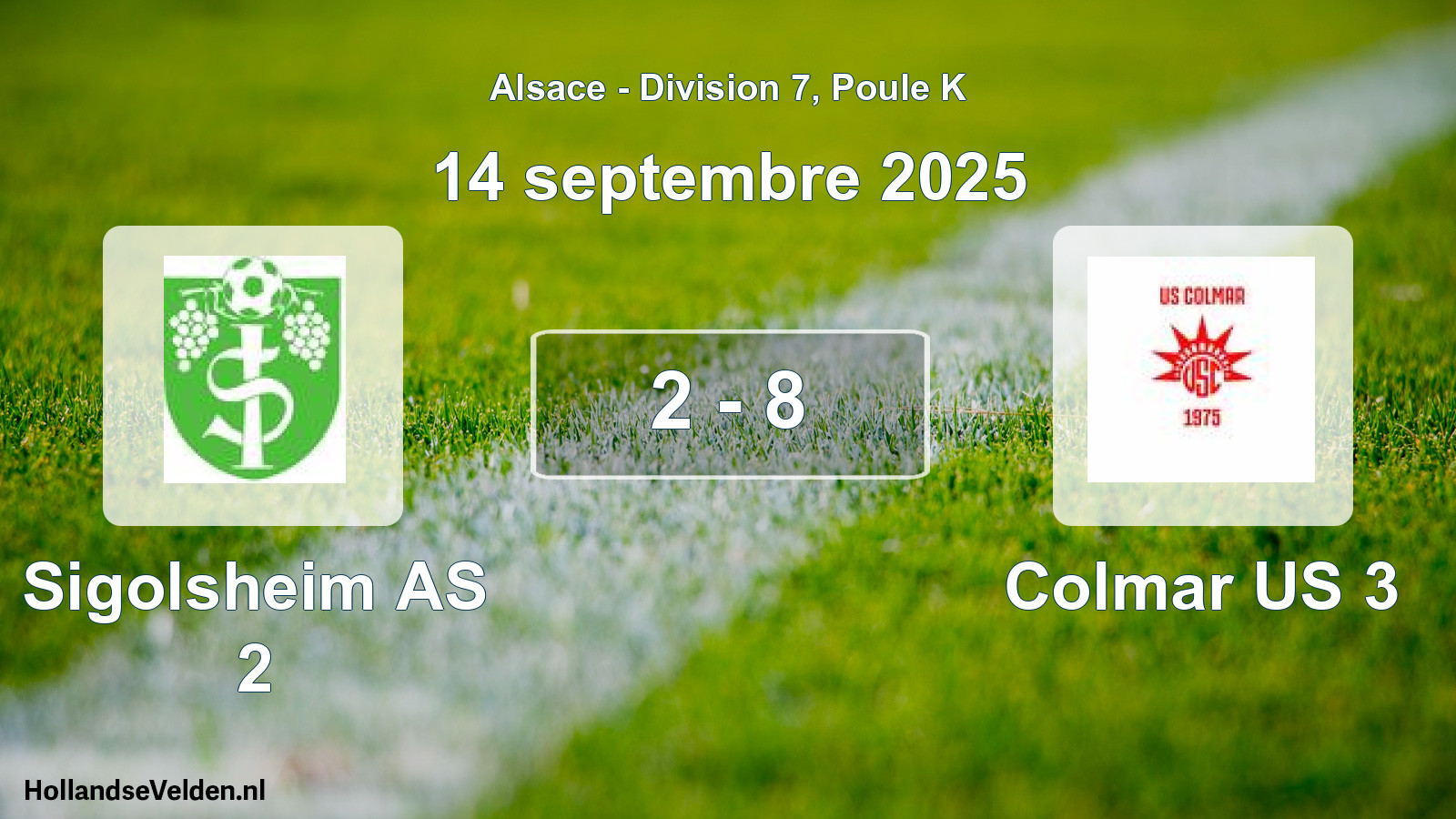 Match joué: Sigolsheim AS 2 - Colmar US 3 2 - 8 (14 septembre 2025)