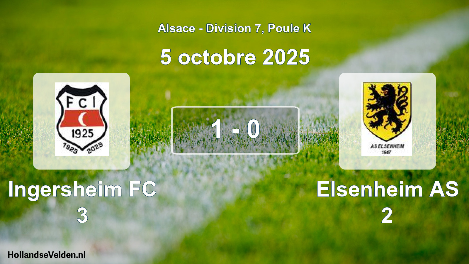 Match joué: Ingersheim FC 3 - Elsenheim AS 2 1 - 0 (5 octobre 2025)