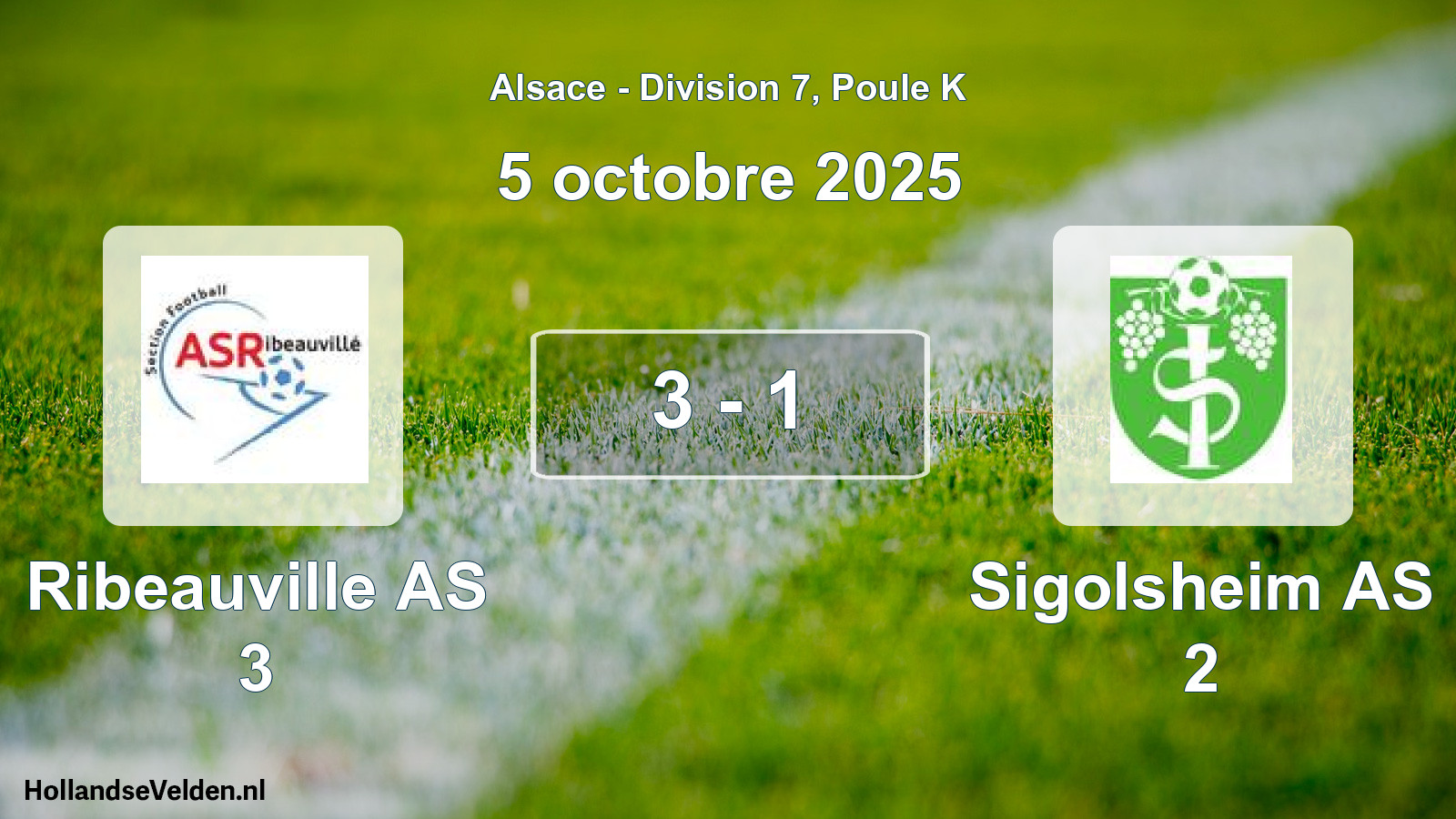 Match joué: Ribeauville AS 3 - Sigolsheim AS 2 3 - 1 (5 octobre 2025)