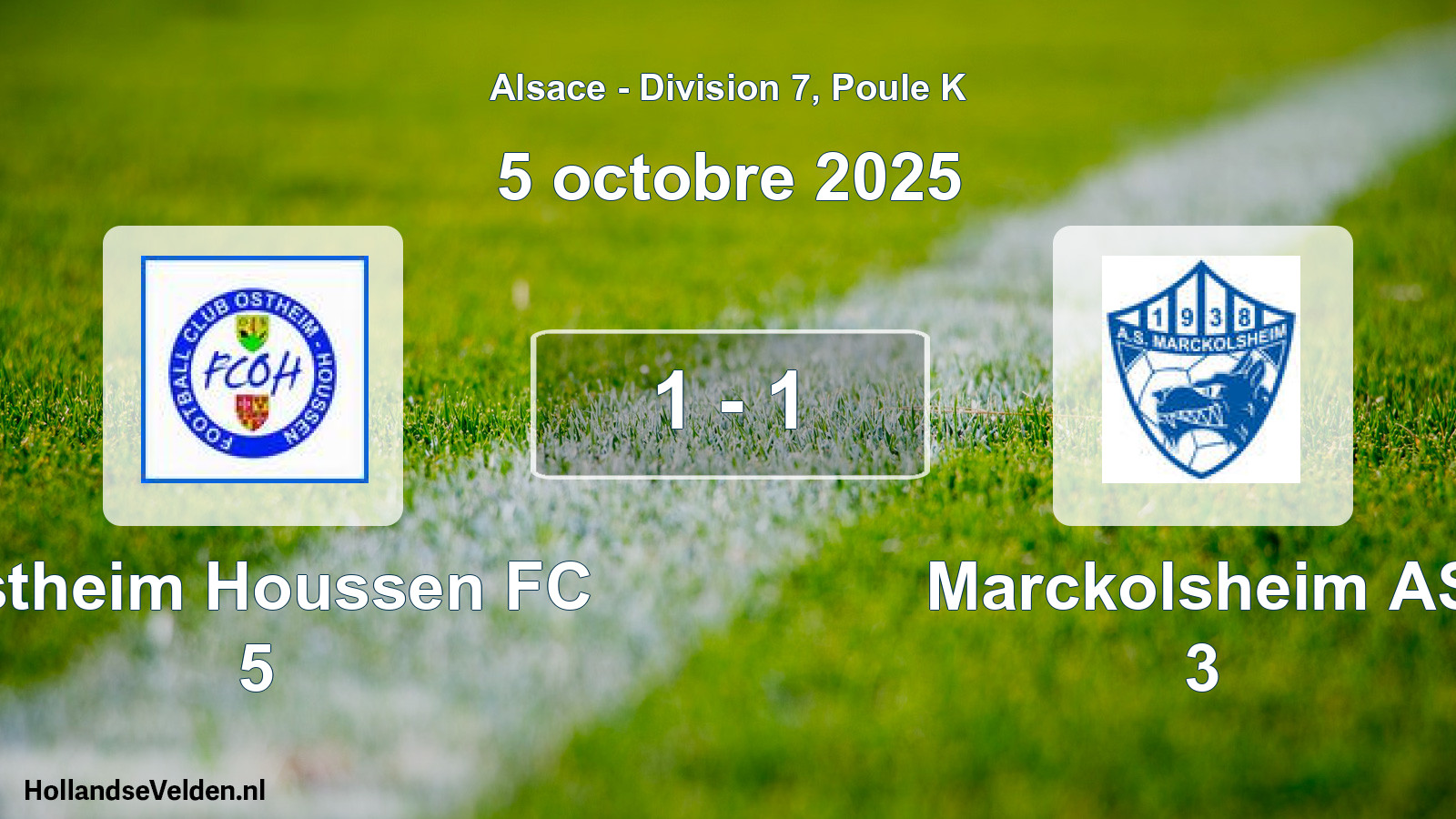 Match joué: Ostheim Houssen FC 5 - Marckolsheim AS 3 1 - 1 (5 octobre 2025)