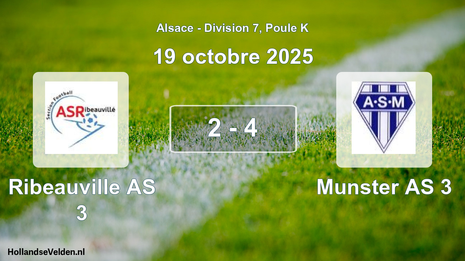 Gespeelde wedstrijd: Ribeauville AS 3 - Munster AS 3 2 - 4 (19 oktober 2025)
