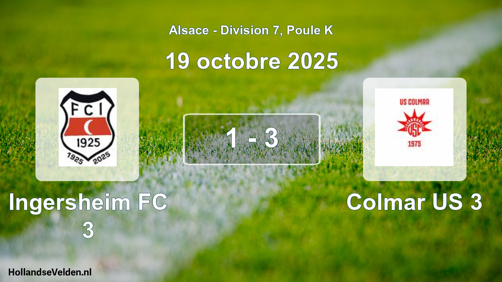 Match joué: Ingersheim FC 3 - Colmar US 3 1 - 3 (19 octobre 2025)