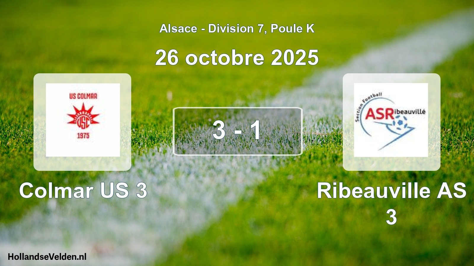 Gespeelde wedstrijd: Colmar US 3 - Ribeauville AS 3 3 - 1 (26 oktober 2025)