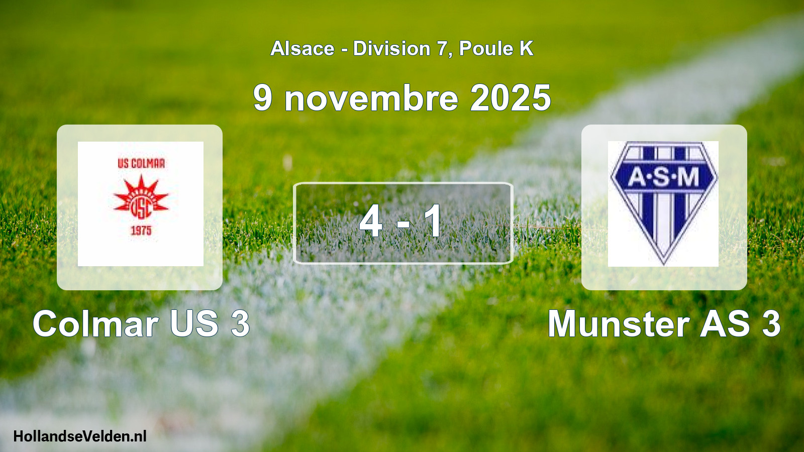 Match joué: Colmar US 3 - Munster AS 3 4 - 1 (9 novembre 2025)