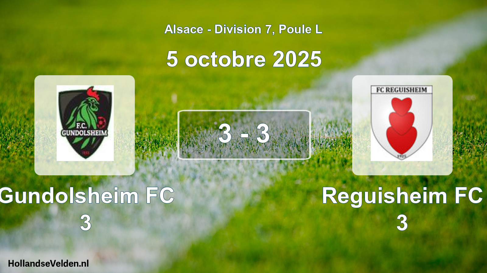 Total number of matches played: Gundolsheim FC 3 - Reguisheim FC 3 3 - 3 (5 October 2025)