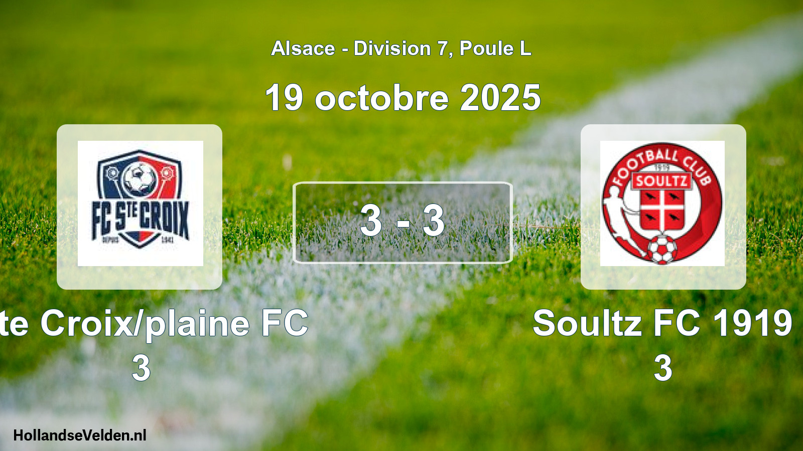 Match joué: Ste Croix/plaine FC 3 - Soultz FC 1919 3 3 - 3 (19 octobre 2025)