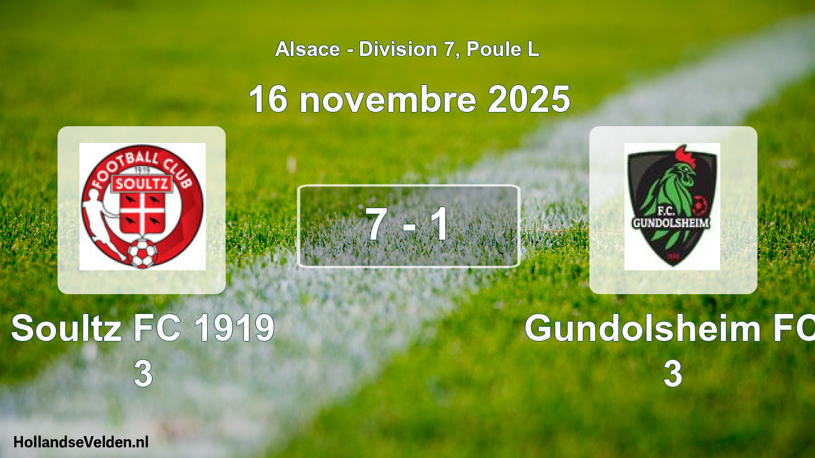 Gespeelde wedstrijd: Soultz FC 1919 3 - Gundolsheim FC 3 7 - 1 (16 november 2025)