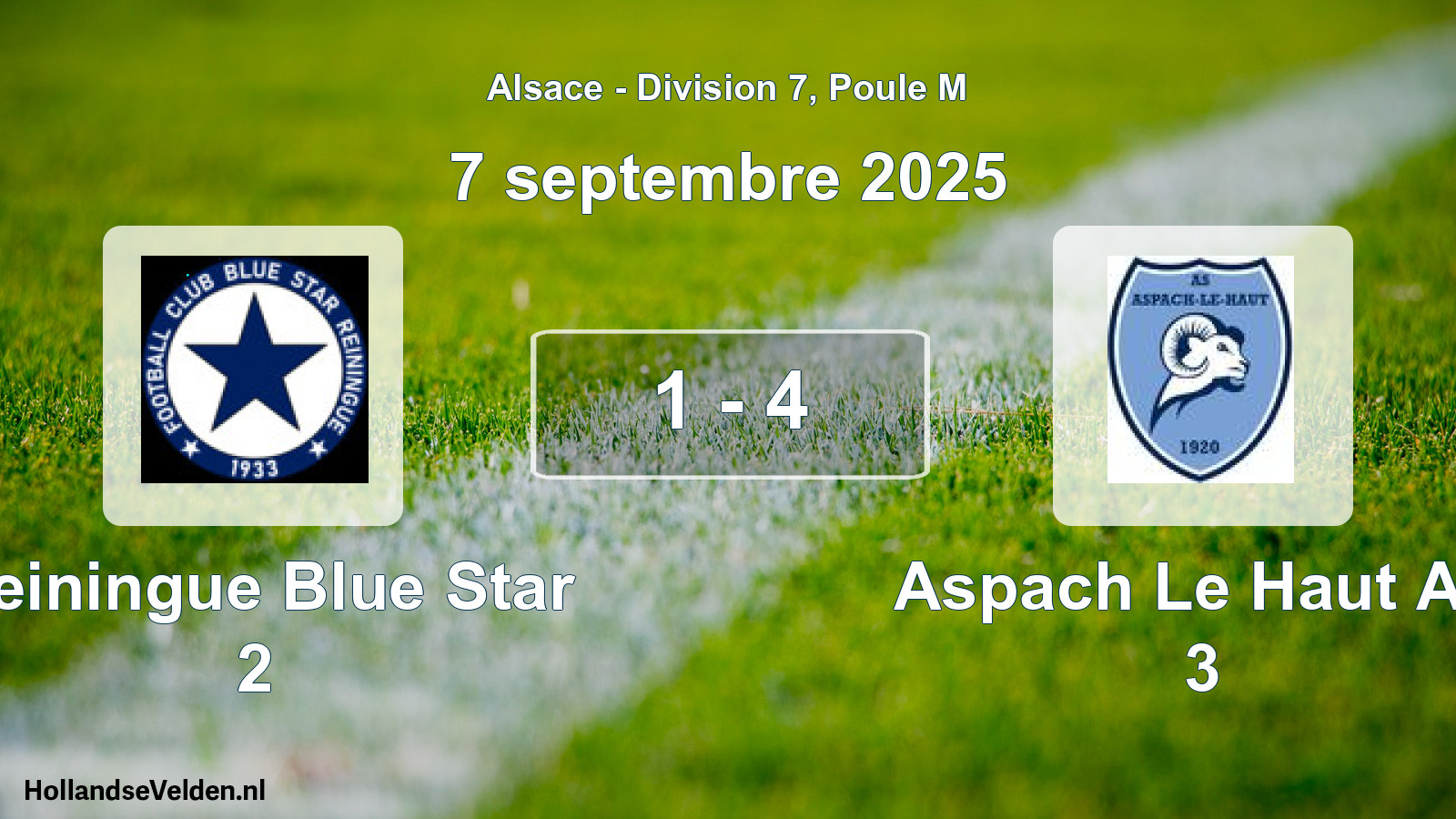 Match joué: Reiningue Blue Star 2 - Aspach Le Haut AS 3 1 - 4 (7 septembre 2025)