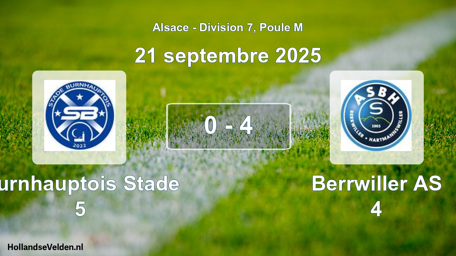 Total number of matches played: Burnhauptois Stade 5 - Berrwiller AS 4 0 - 4 (21 September 2025)