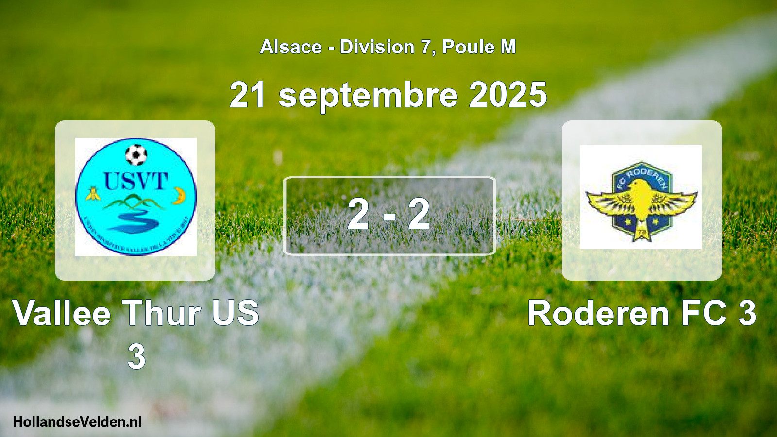 Match joué: Vallee Thur US 3 - Roderen FC 3 2 - 2 (21 septembre 2025)