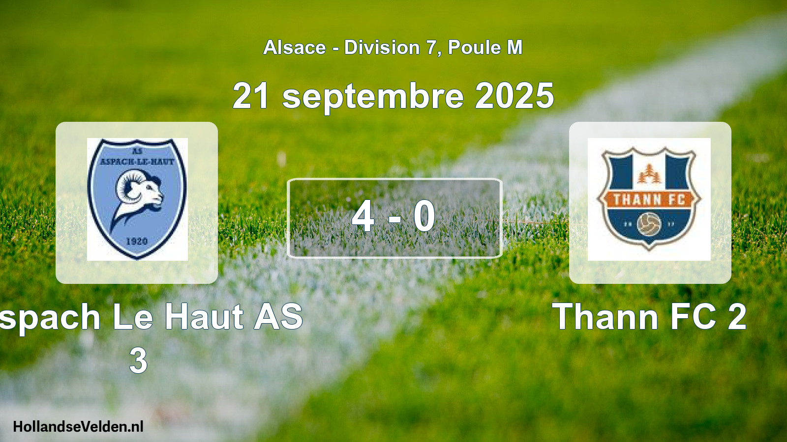 Match joué: Aspach Le Haut AS 3 - Thann FC 2 4 - 0 (21 septembre 2025)