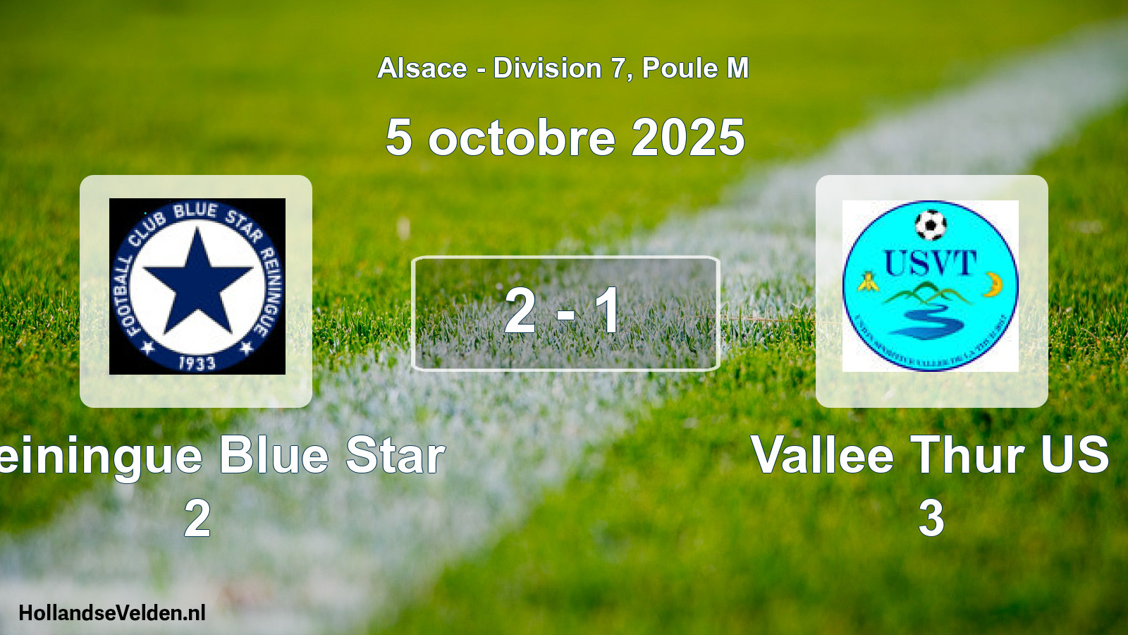 Match joué: Reiningue Blue Star 2 - Vallee Thur US 3 2 - 1 (5 octobre 2025)