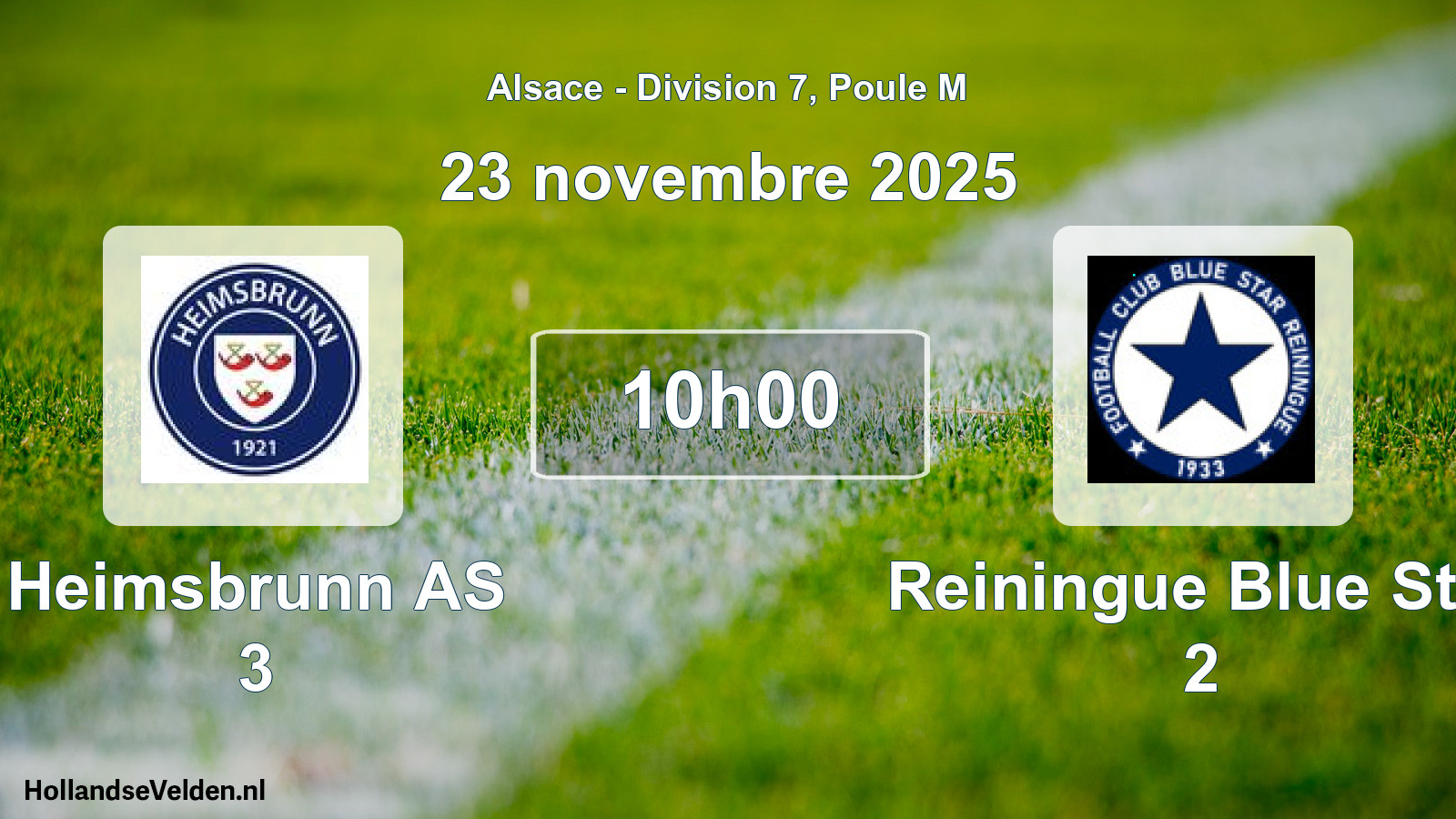 Match programmé: Heimsbrunn AS 3 - Reiningue Blue Star 2 (23 novembre 2025)