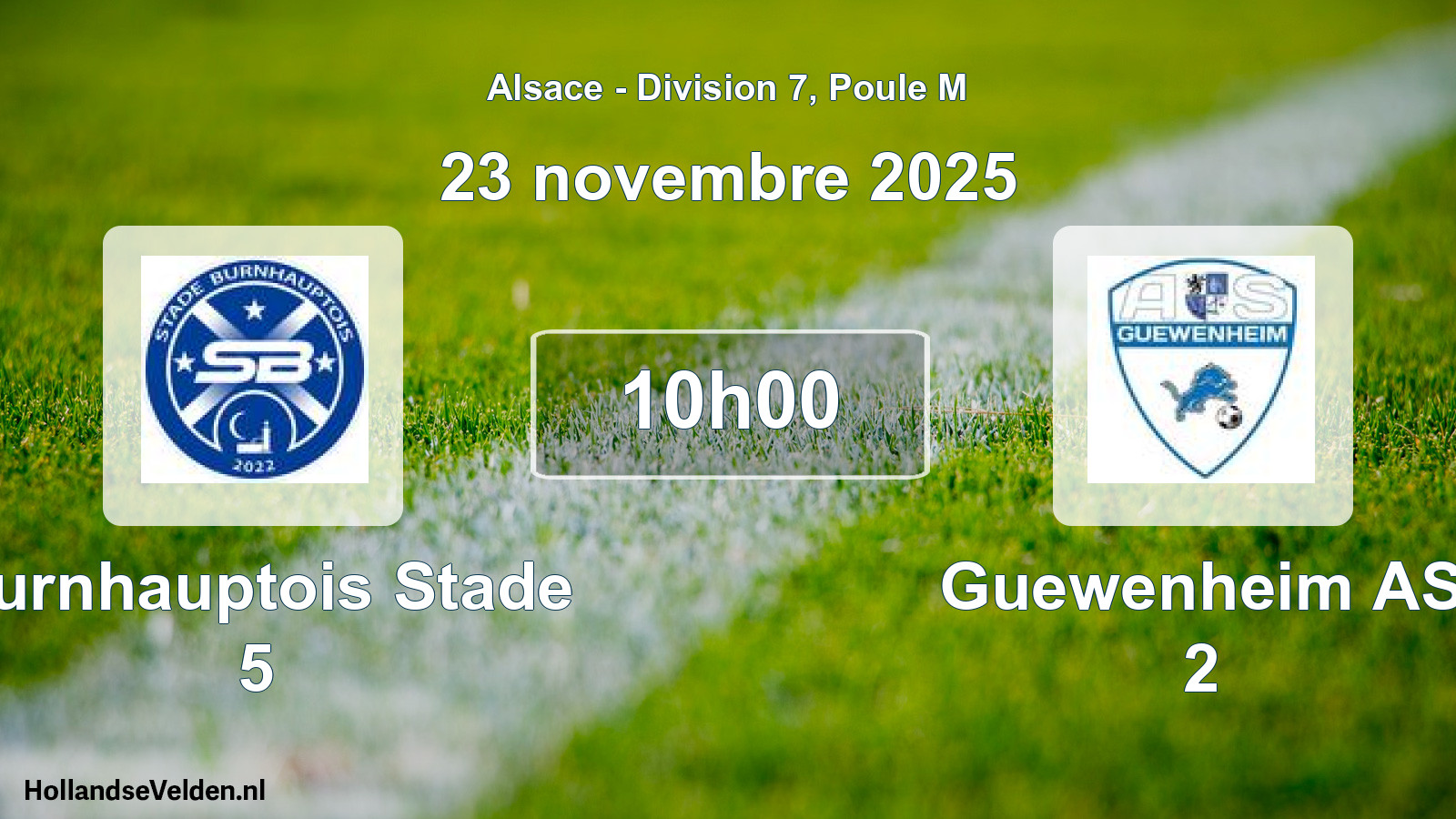 Match programmé: Burnhauptois Stade 5 - Guewenheim AS 2 (23 novembre 2025)