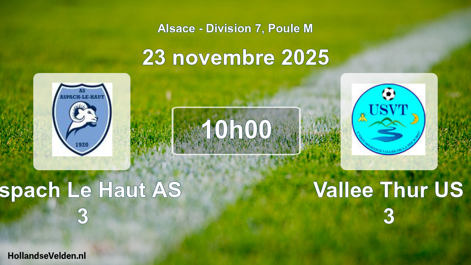 Match programmé: Aspach Le Haut AS 3 - Vallee Thur US 3 (23 novembre 2025)