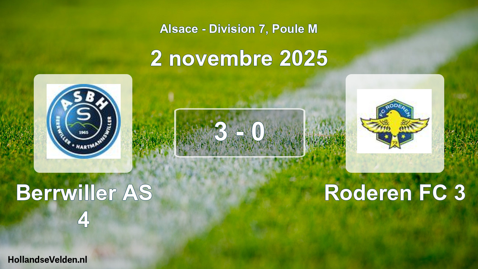 Gespeelde wedstrijd: Berrwiller AS 4 - Roderen FC 3 3 - 0 (2 november 2025)