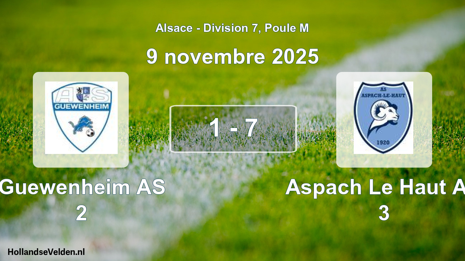 Match joué: Guewenheim AS 2 - Aspach Le Haut AS 3 1 - 7 (9 novembre 2025)