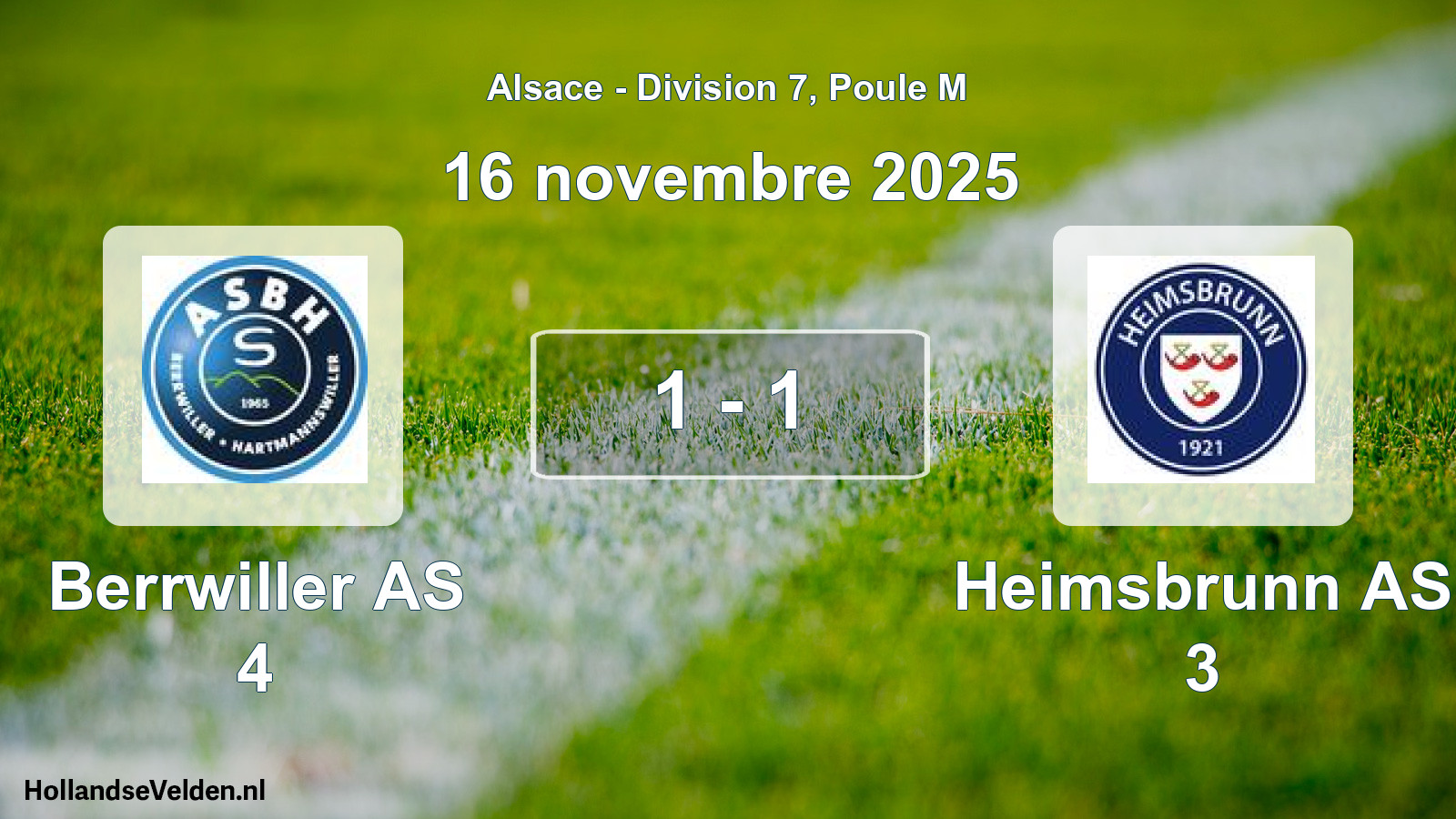 Match joué: Berrwiller AS 4 - Heimsbrunn AS 3 1 - 1 (16 novembre 2025)
