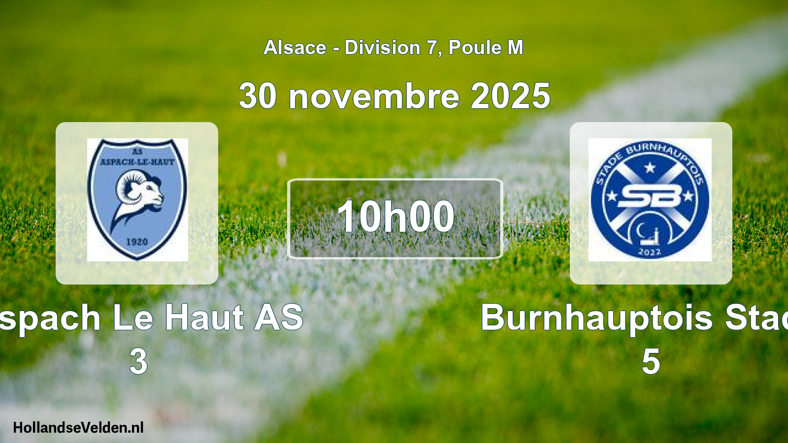 Match programmé: Aspach Le Haut AS 3 - Burnhauptois Stade 5 (30 novembre 2025)