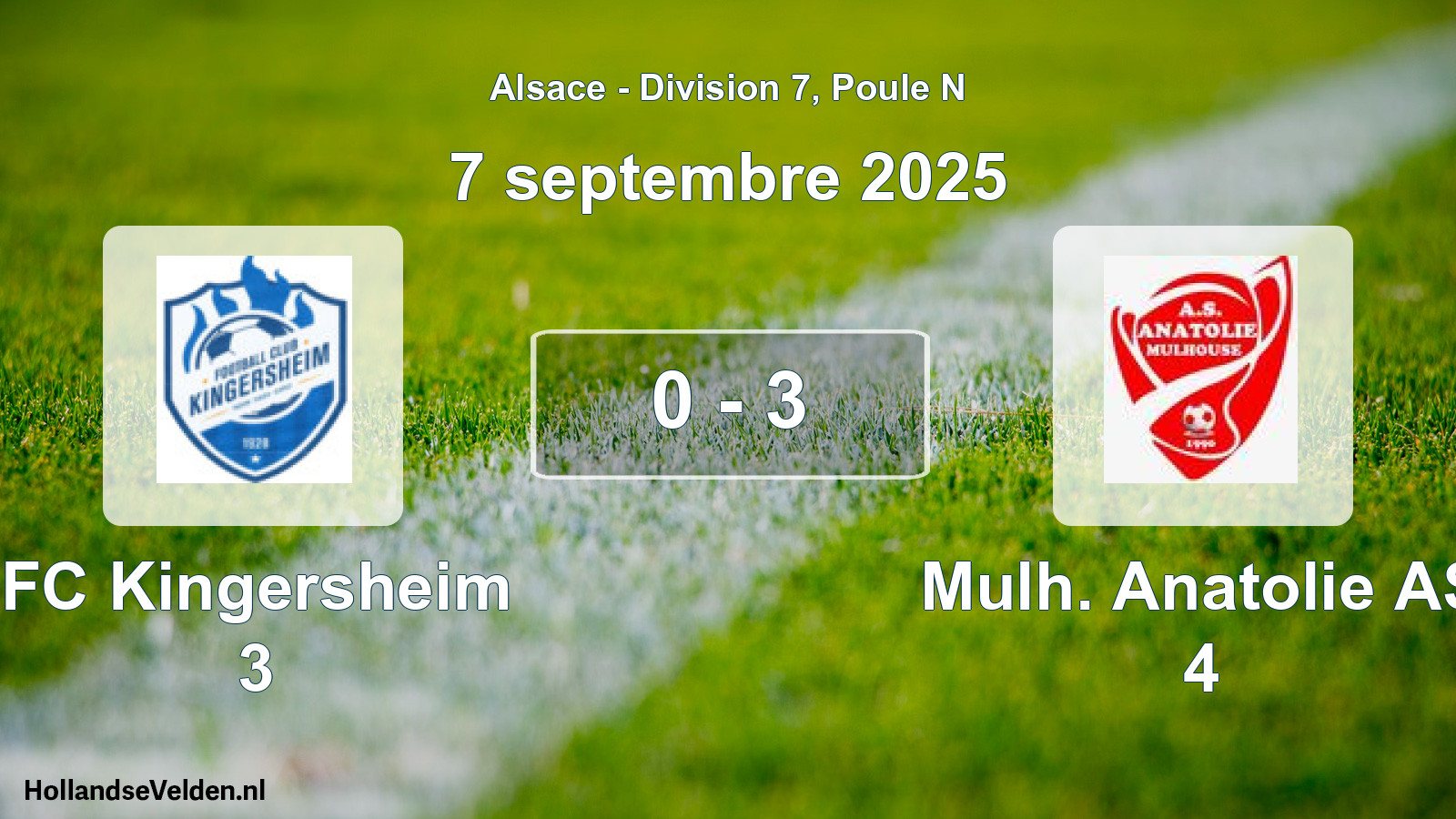 Match joué: FC Kingersheim 3 - Mulh. Anatolie AS 4 0 - 3 (7 septembre 2025)