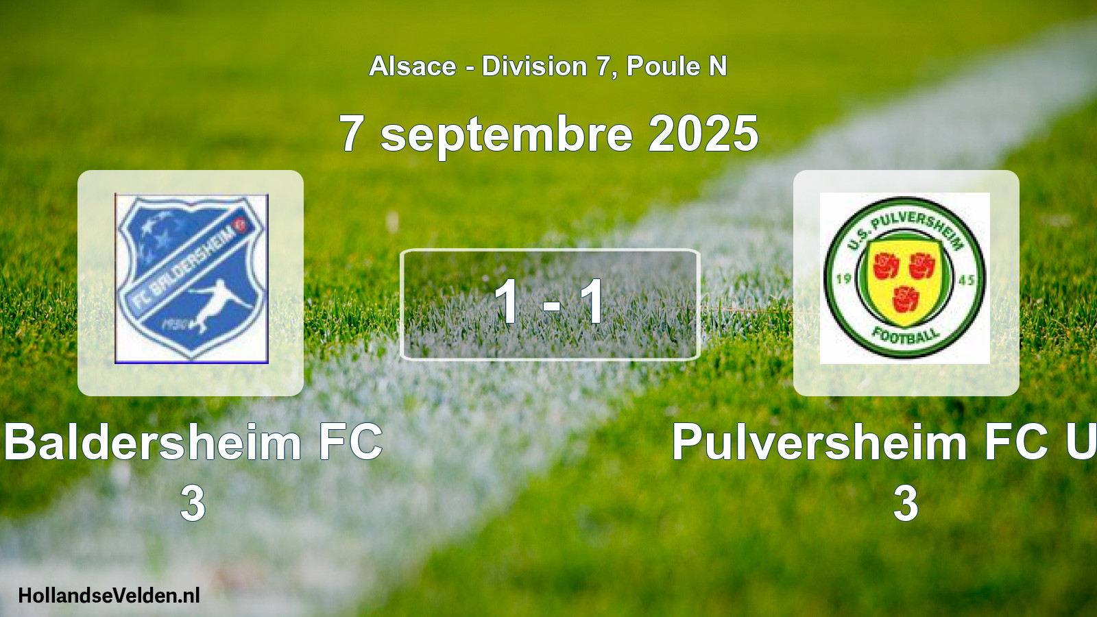 Match joué: Baldersheim FC 3 - Pulversheim FC U.s 3 1 - 1 (7 septembre 2025)