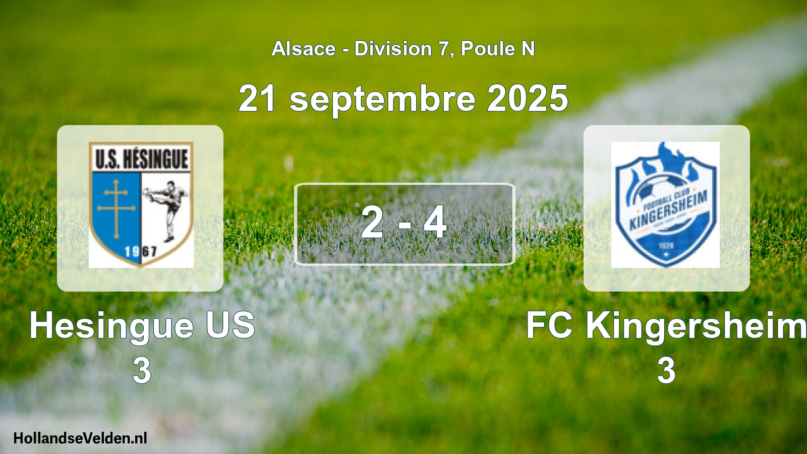 Match joué: Hesingue US 3 - FC Kingersheim 3 2 - 4 (21 septembre 2025)