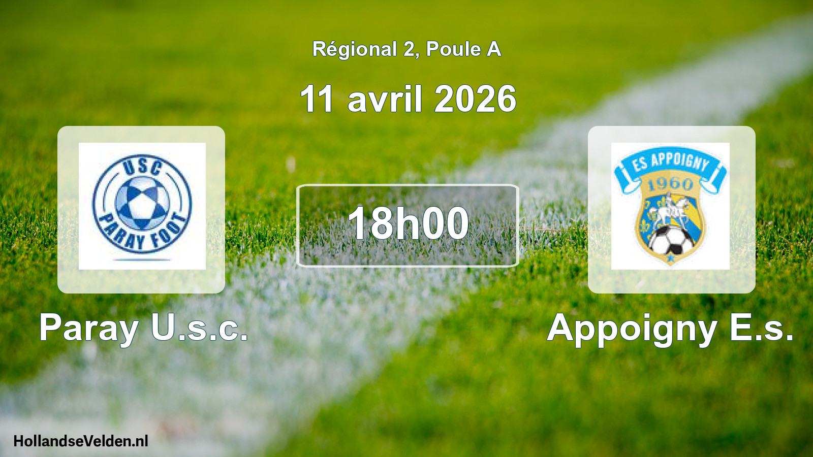 Geplande wedstrijd: Paray U.s.c. - Appoigny E.s. (11 avril 2026)