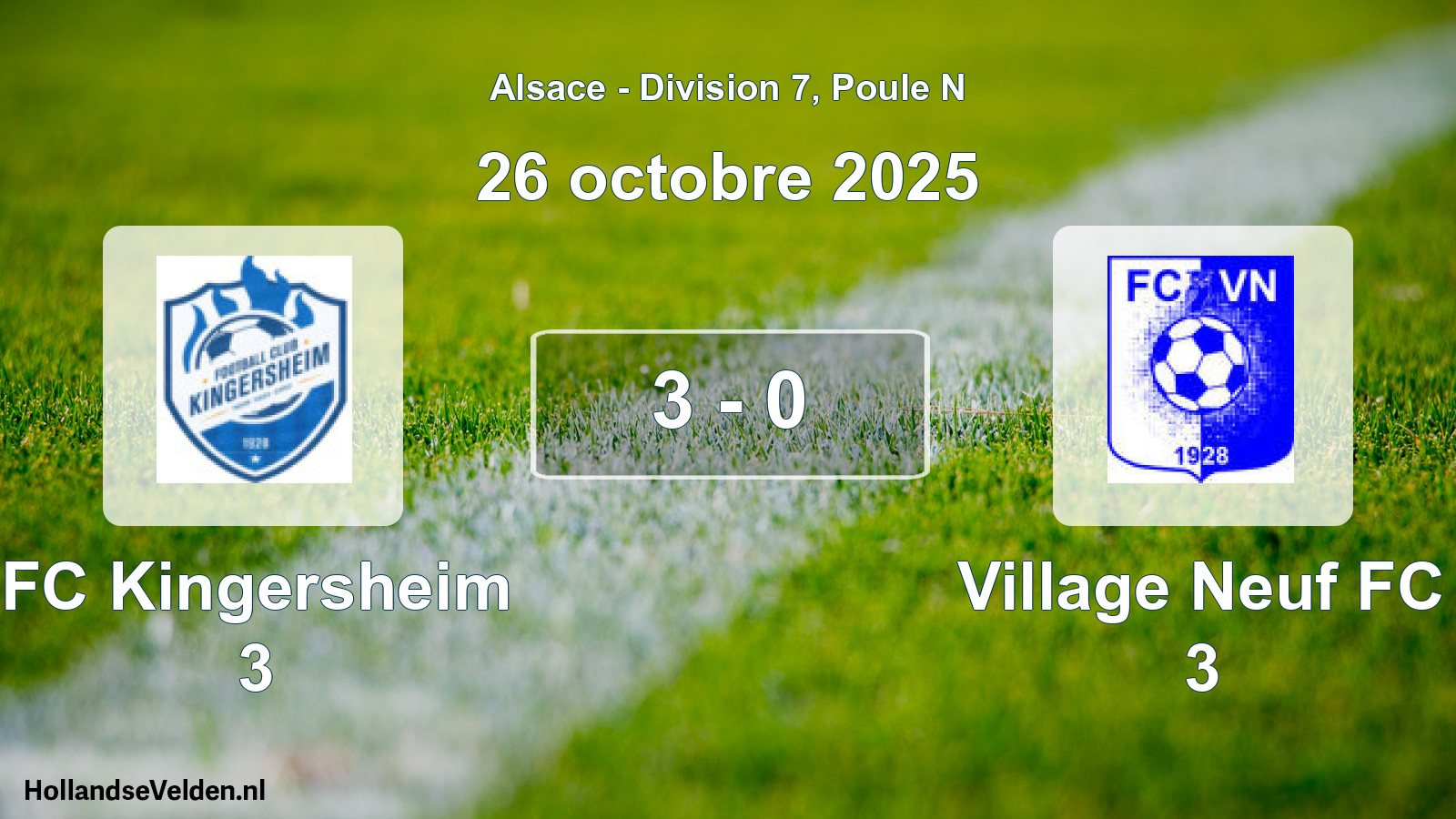 Match joué: FC Kingersheim 3 - Village Neuf FC 3 3 - 0 (26 octobre 2025)