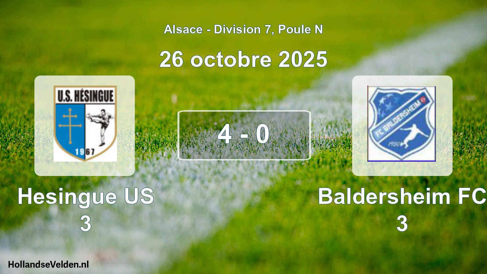 Gespeelde wedstrijd: Hesingue US 3 - Baldersheim FC 3 4 - 0 (26 oktober 2025)