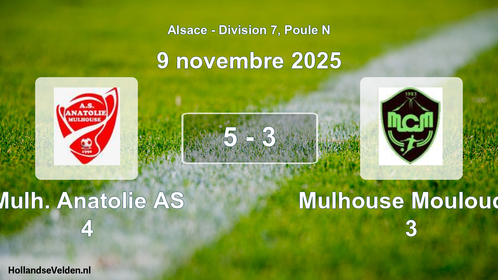 Gespeelde wedstrijd: Mulh. Anatolie AS 4 - Mulhouse Mouloudia 3 5 - 3 (9 november 2025)