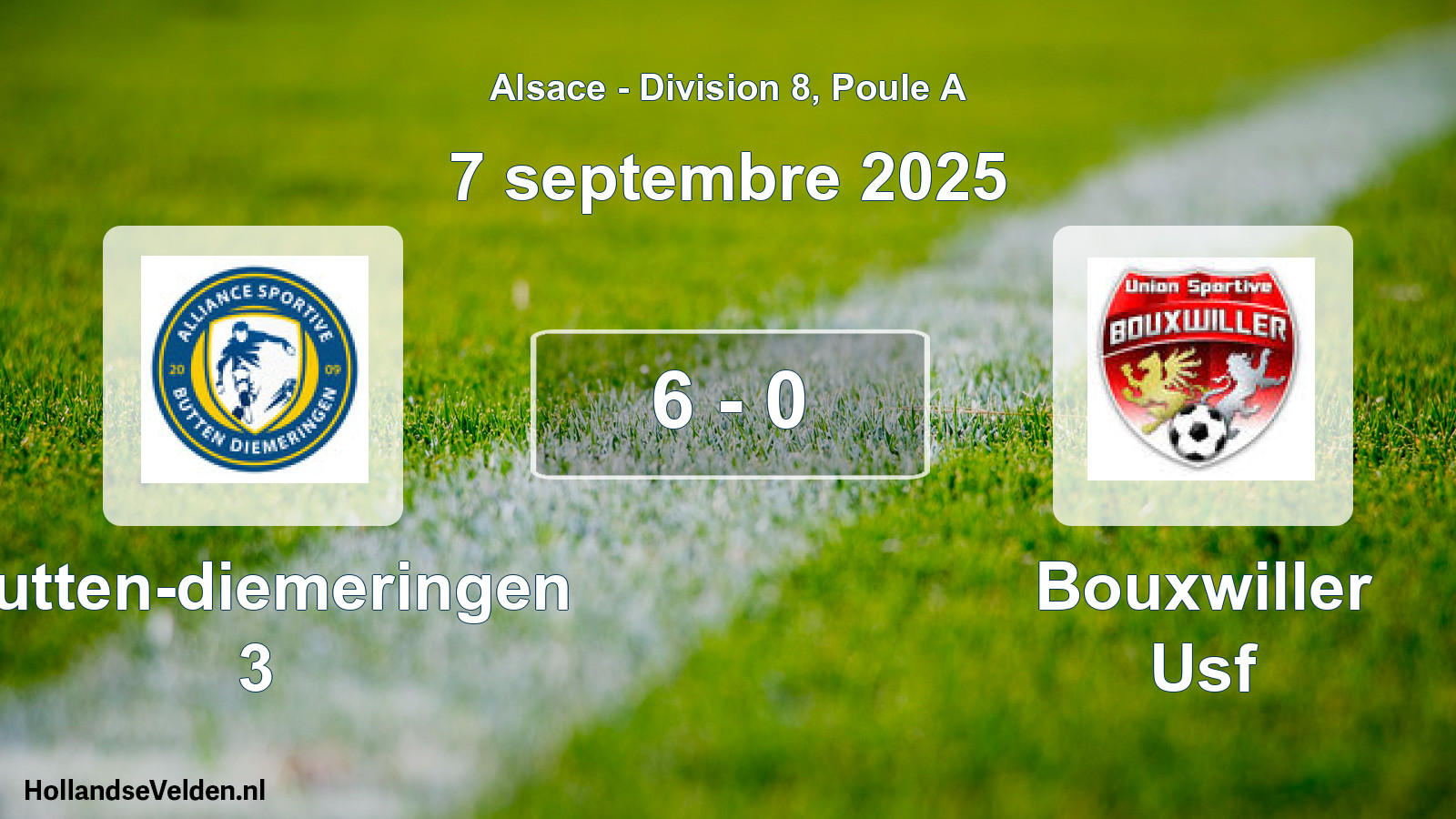 Match joué: Butten-diemeringen 3 - Bouxwiller Usf 6 - 0 (7 septembre 2025)