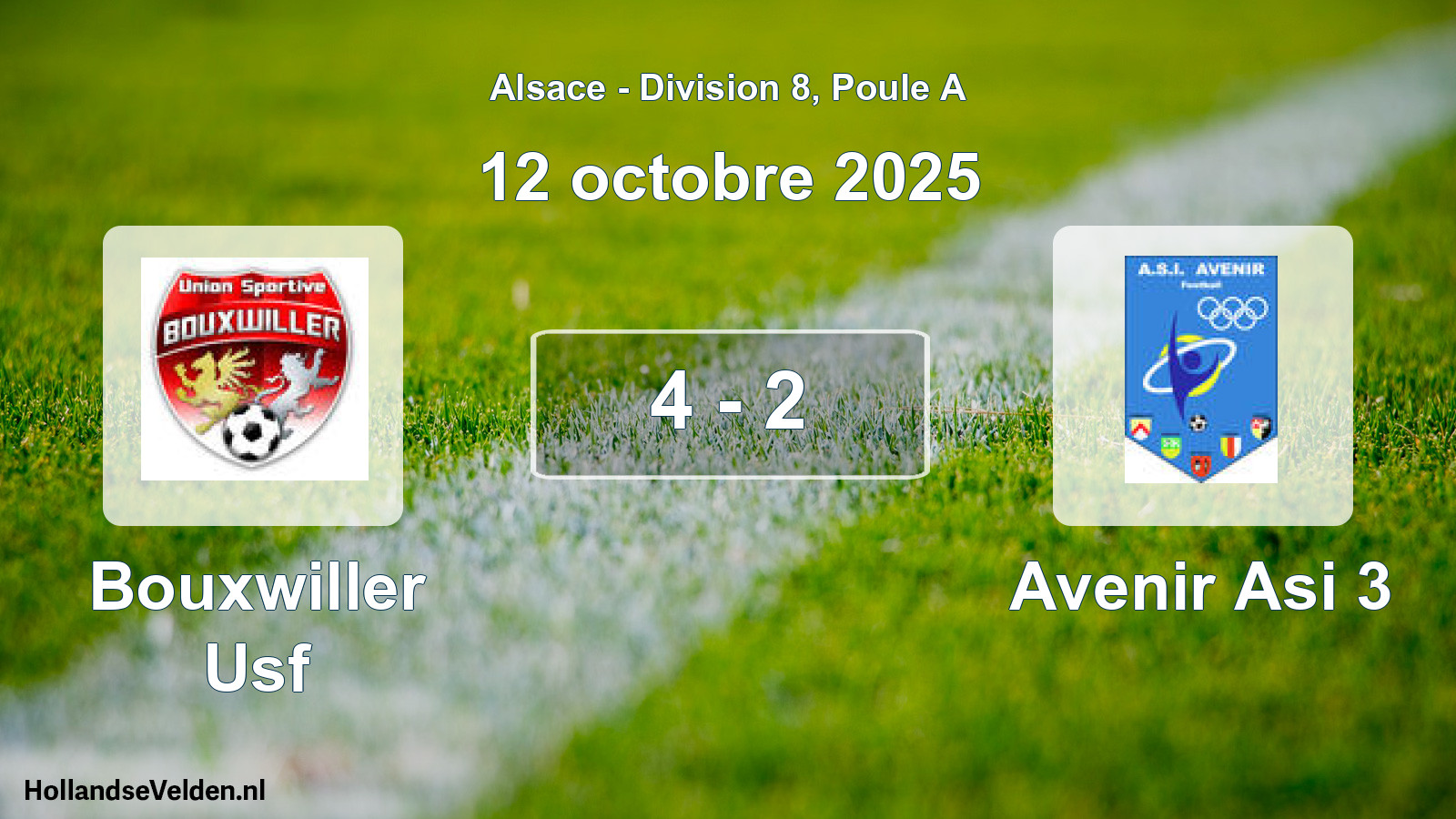 Match joué: Bouxwiller Usf - Avenir Asi 3 4 - 2 (12 octobre 2025)