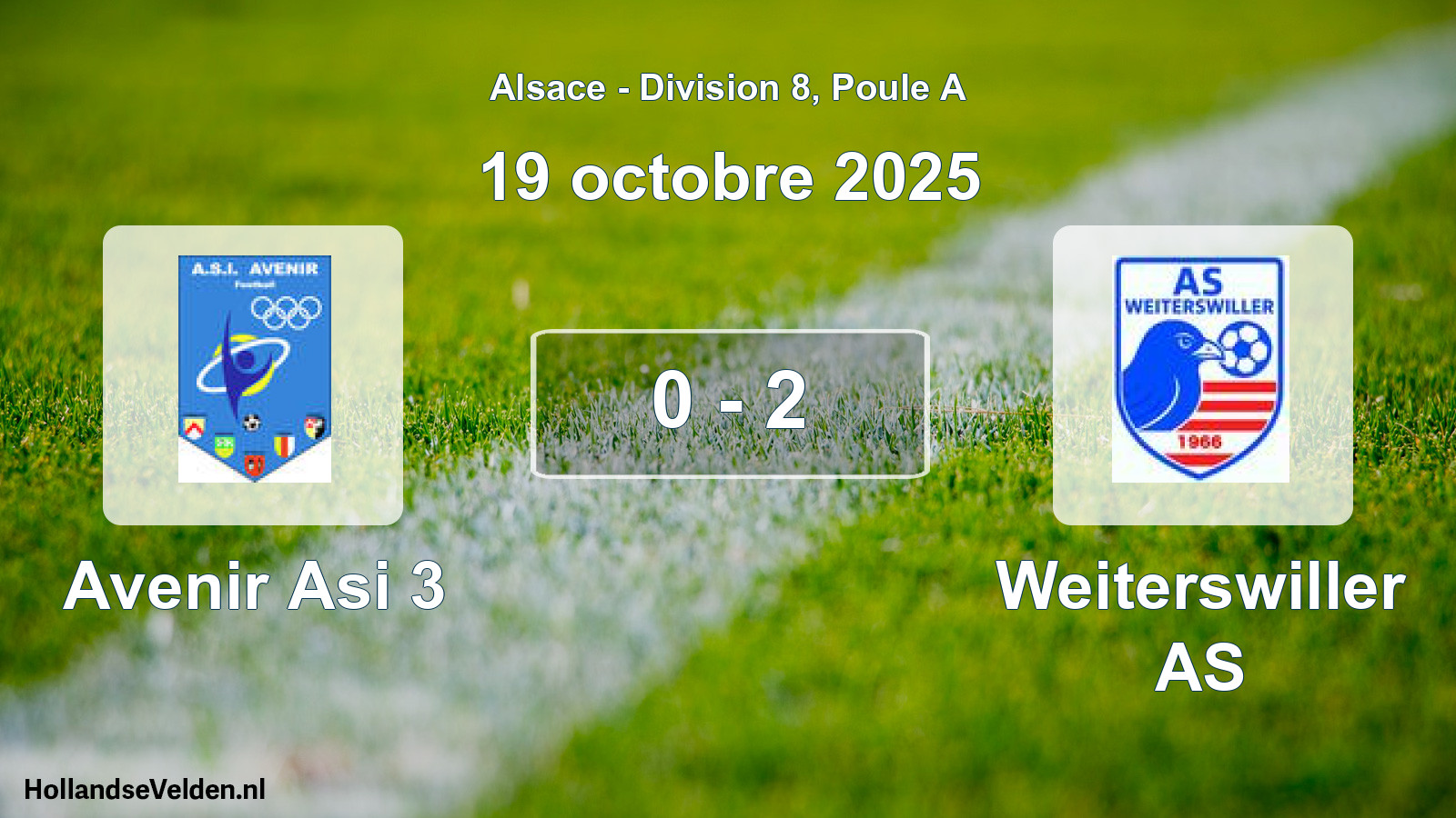 Match joué: Avenir Asi 3 - Weiterswiller AS 0 - 2 (19 octobre 2025)