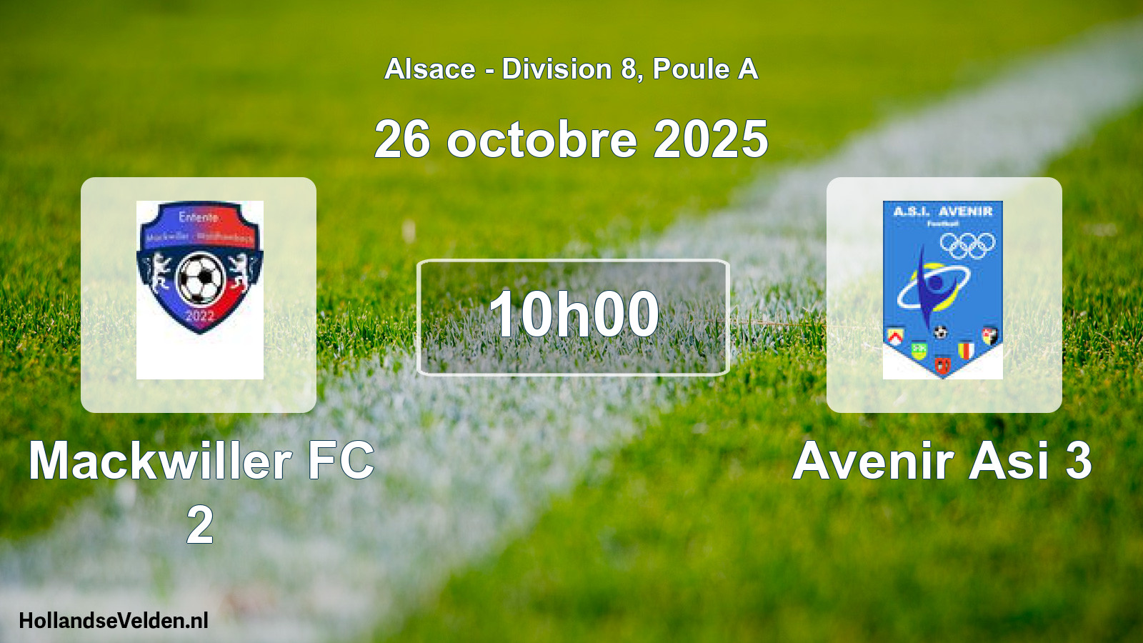 Scheduled Match: Mackwiller FC 2 - Avenir Asi 3 (26 October 2025)