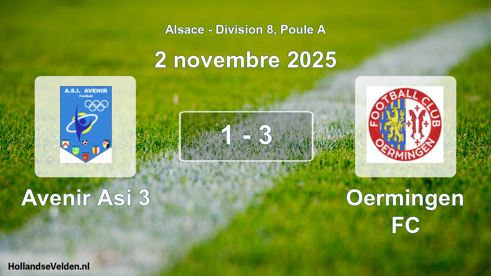 Match joué: Avenir Asi 3 - Oermingen FC 1 - 3 (2 novembre 2025)