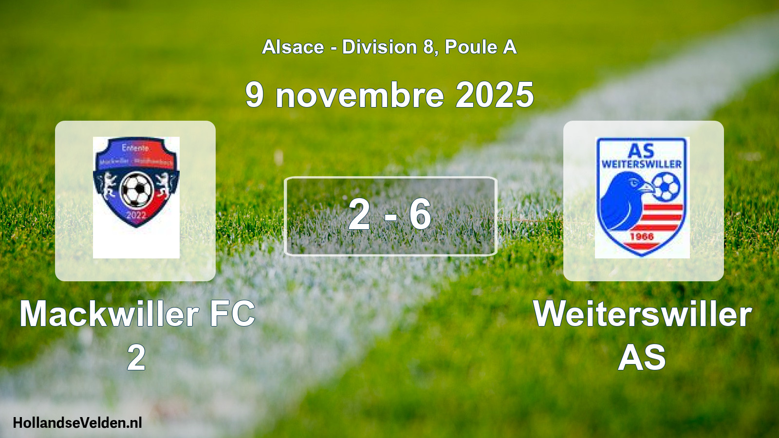 Total number of matches played: Mackwiller FC 2 - Weiterswiller AS 2 - 6 (9 November 2025)