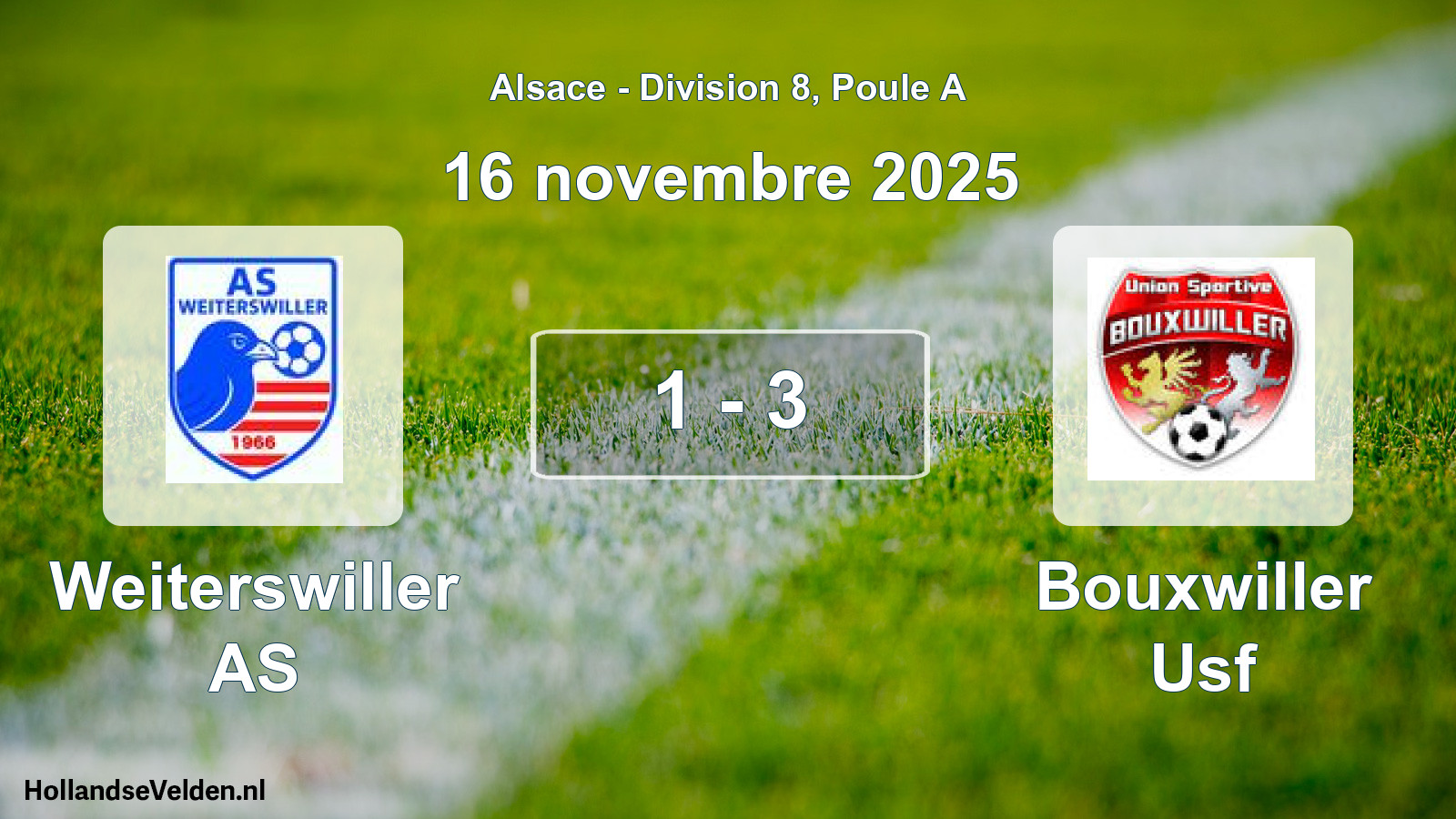 Total number of matches played: Weiterswiller AS - Bouxwiller Usf 1 - 3 (16 November 2025)