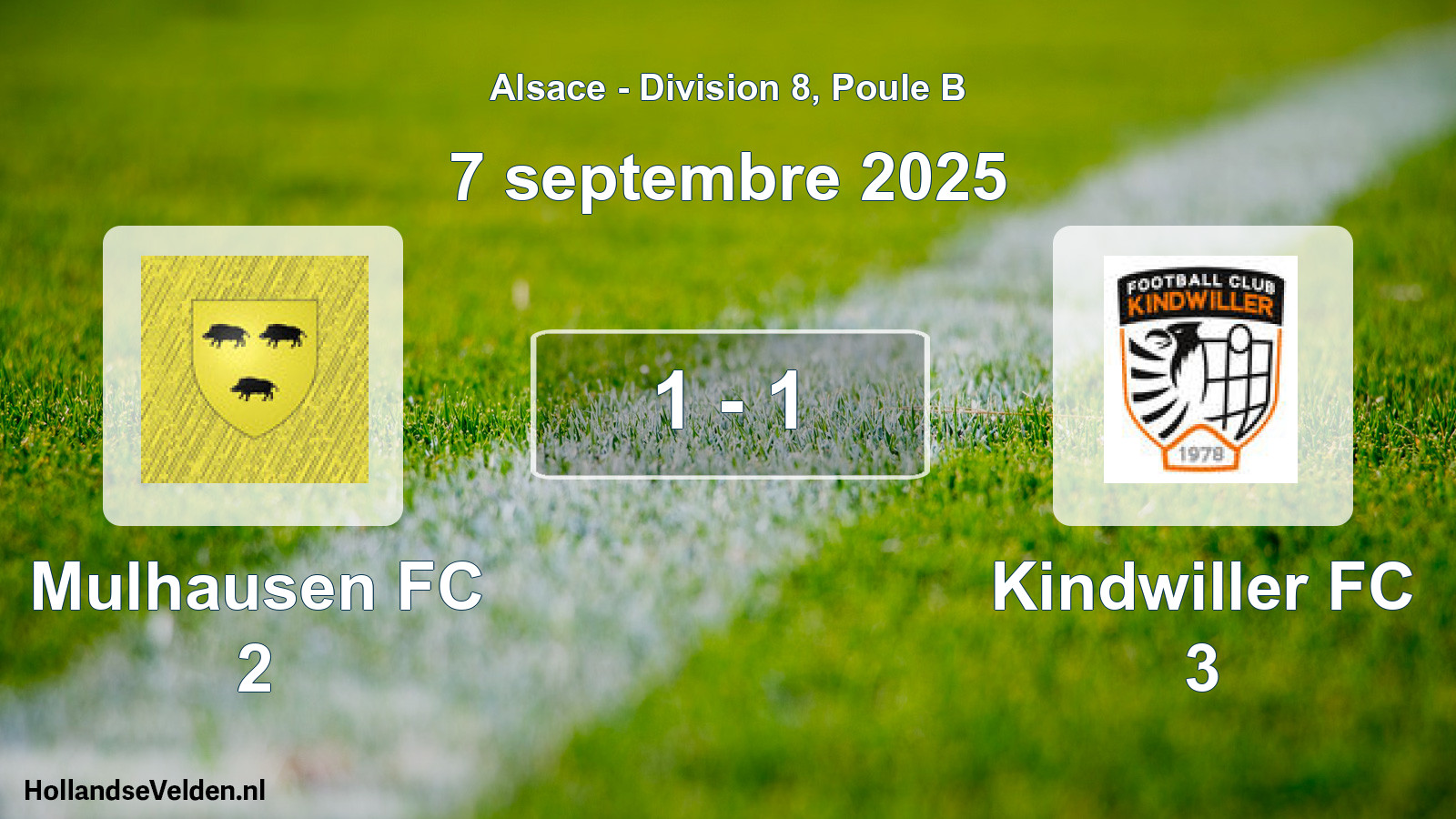 Total number of matches played: Mulhausen FC 2 - Kindwiller FC 3 1 - 1 (7 September 2025)