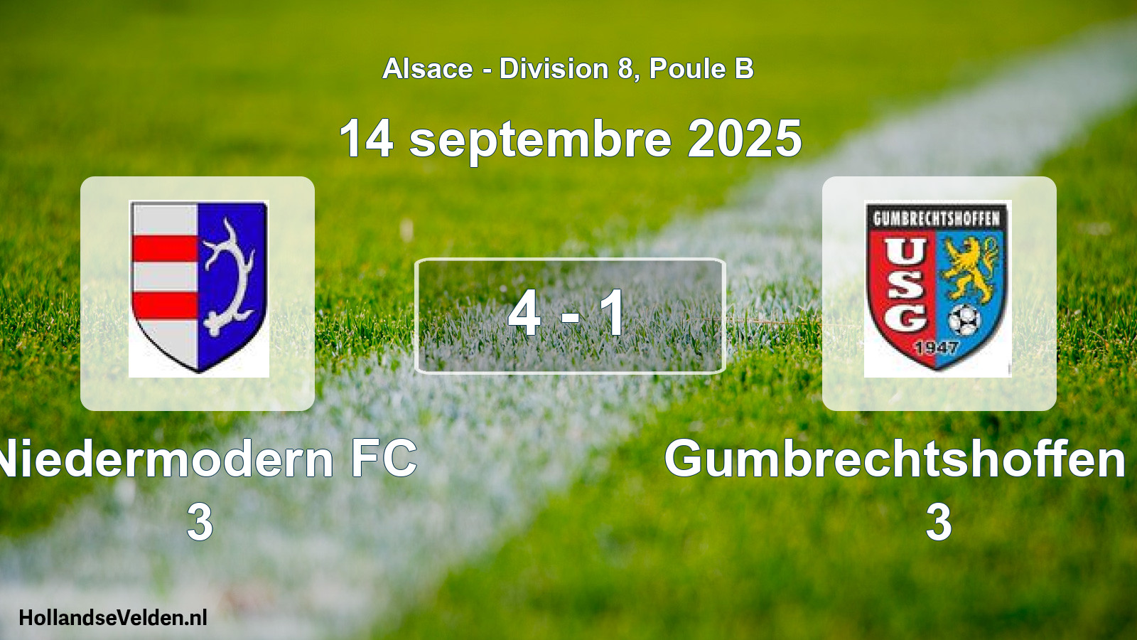 Match joué: Niedermodern FC 3 - Gumbrechtshoffen US 3 4 - 1 (14 septembre 2025)
