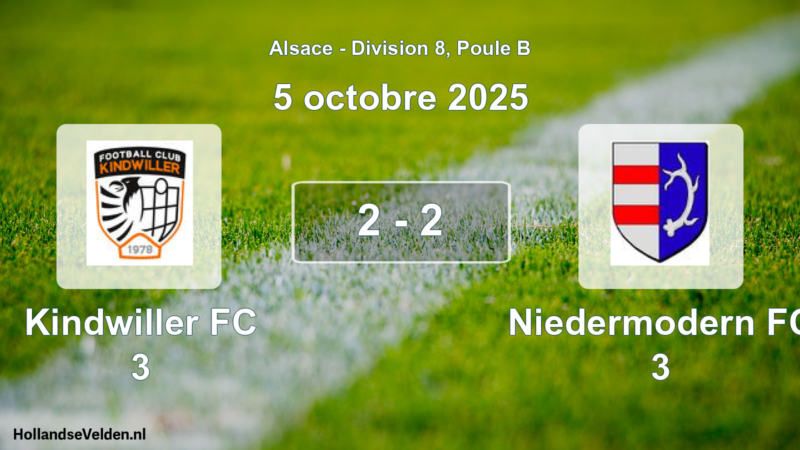 Match joué: Kindwiller FC 3 - Niedermodern FC 3 2 - 2 (5 octobre 2025)