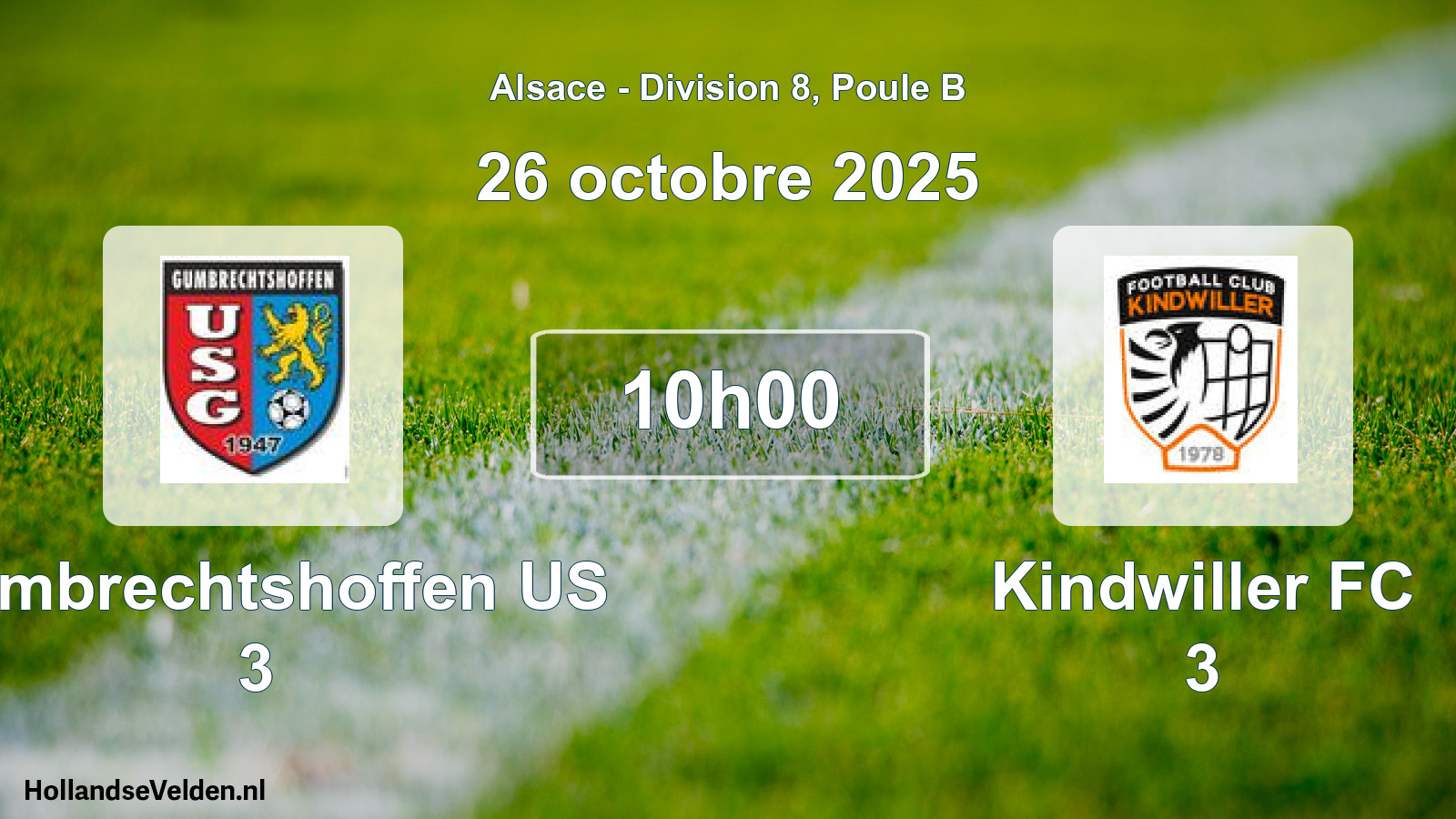Match programmé: Gumbrechtshoffen US 3 - Kindwiller FC 3 (26 octobre 2025)