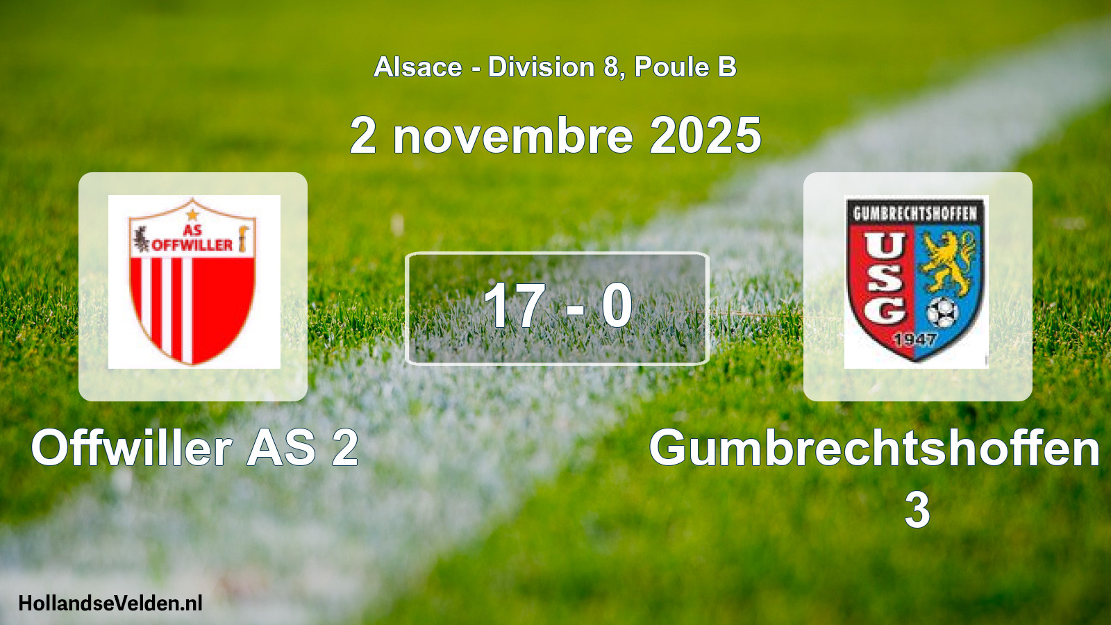 Match joué: Offwiller AS 2 - Gumbrechtshoffen US 3 17 - 0 (2 novembre 2025)