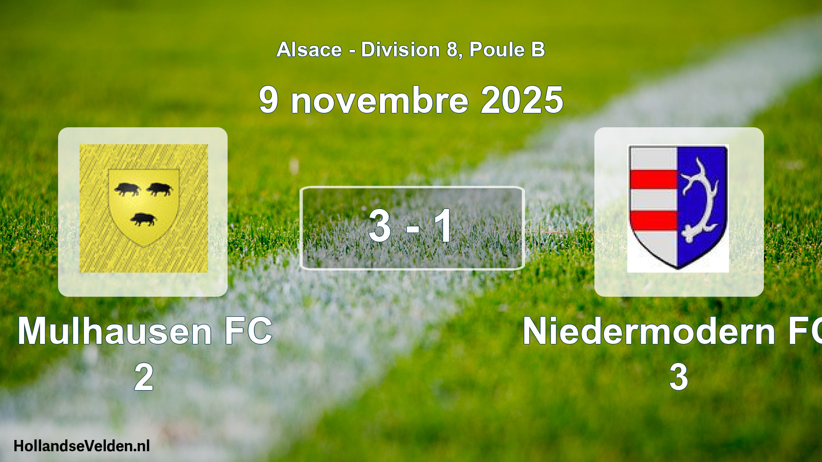 Total number of matches played: Mulhausen FC 2 - Niedermodern FC 3 3 - 1 (9 November 2025)