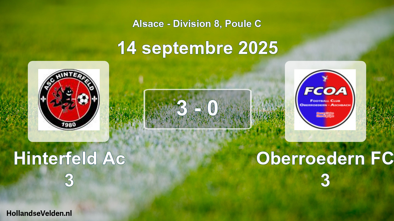 Match joué: Hinterfeld Ac 3 - Oberroedern FC 3 3 - 0 (14 septembre 2025)