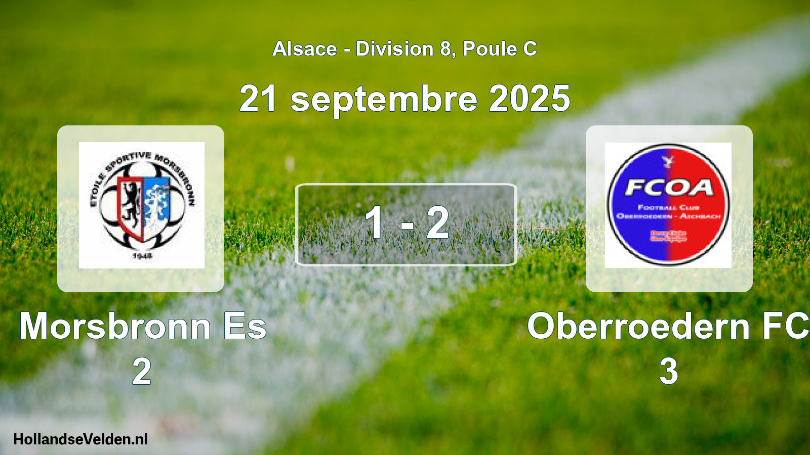 Match joué: Morsbronn Es 2 - Oberroedern FC 3 1 - 2 (21 septembre 2025)