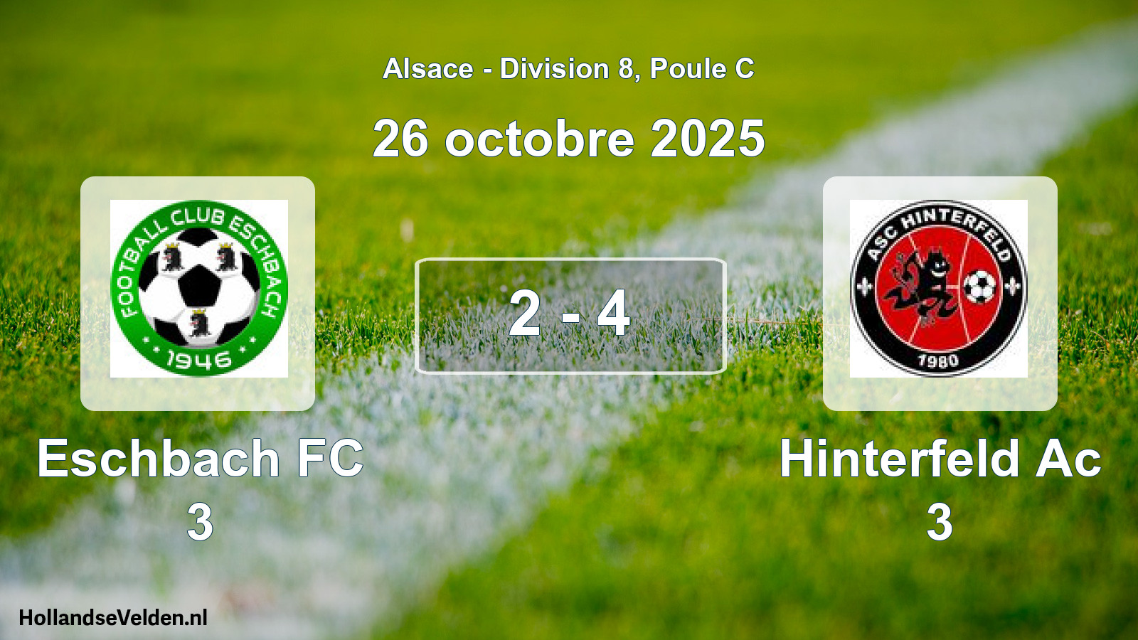 Match joué: Eschbach FC 3 - Hinterfeld Ac 3 2 - 4 (26 octobre 2025)
